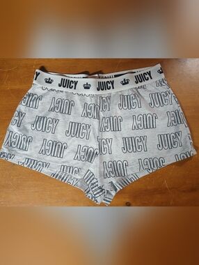 Juicy Couture Gray All-Over Logo Athletic Lounge Shorts